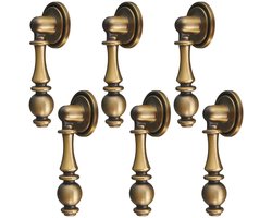 Set van 6 antieke messing kastgrepen – Franse ladehandgrepen van zinklegering, 27 cm vintage kastgrepen Geschikt voor dressoirs en kledingkasten, montage met één gat