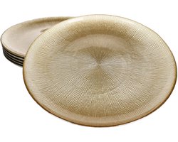 Set van 6 Cairo Gold glazen dinerborden voor 6 personen - 23108340