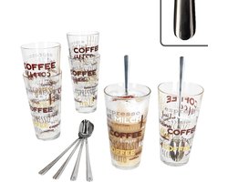 Set van 6 CANDY latte macchiato glazen met opschriftdecoratie 380ml