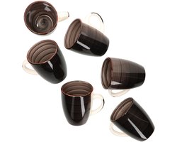 Set van 6 Coffeeblack koffiemokken met handvat zwart - 24326256