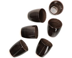 Set van 6 Coffeeblack koffiemokken zwart ZONDER handvat - 24326250