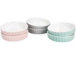 Set van 6 crème brûlée schaaltjes Emilia roze mintgrijs - 24320112