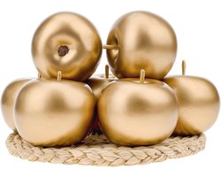 Set van 6 decoratieve gouden appels - Levensechte schuim fruitdecoratie