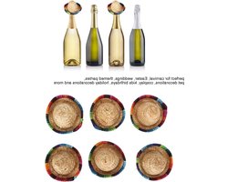 Set van 6 Decoratieve Mini Strohoeden in Heldere Kleuren voor DIY Versieringen en Mexicaanse Feestdecoratie met Brede Rand