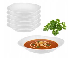 Set van 6 diepe witte vierkante glazen soepborden