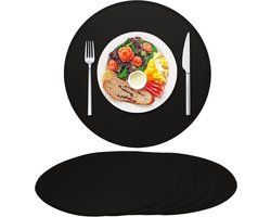 Set van 6 dikke ronde leren eettafels, waterdicht, antislip, afwasbaar, olie- en krasbestendig, geschikt voor keukens en eetkamers (zwart)
