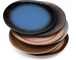 Set van 6 dinerborden - 27 cm - meerkleurig - 6 persoons - aardewerk - Earth style - Kade 171 - borden - hip en trendy