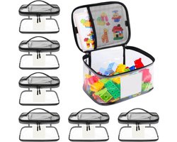 Set van 6 Doorzichtige Opbergzakken voor Speelgoed van PVC, Waterdichte Organizers met Handvatten, Herbruikbare Reistas voor Kinderspeelgoed en Accessoires