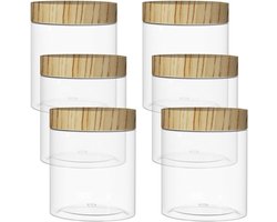 Set van 6 doorzichtige plastic bakjes van 250 ml, vervangbaar, Geschikt voor in de keuken, als kleine lege kruidenpotjes, reisbakjes en cosmeticabakjes.