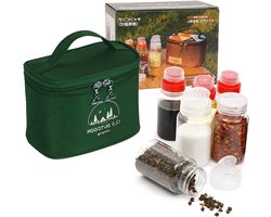 Set van 6 Draagbare Specerijpotjes - Kleine Zoutstrooier voor BBQ, Kamperen en Grill - Transparante Kruidcontainers voor Keuken en Tuin