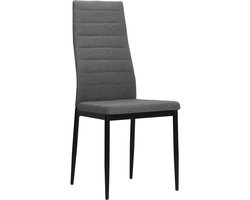 Set van 6 Eetkamerstoel | Eetstoel | Keukenstoel | Eettafelstoelen stof lichtgrijs