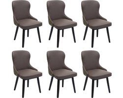 Set van 6 eetkamerstoel MCW-M60, gestoffeerde stoel keukenstoel fauteuil stoel, stof/textiel massief hout ~ donkergroen-grijs
