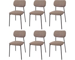 Set van 6 eetkamerstoel MCW-O26, keukenstoel gestoffeerde stoel, koord (330g/m²) stof/textiel metaal ~ taupe