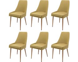 Set van 6 eetkamerstoel MCW-O27, keukenstoel gestoffeerde stoel, stof/textiel (280g/m²) metaal ~ groen