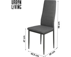 Set van 6 Eetkamerstoelen Antraciet en textiel - Eetkamerstoel met Hoge Rugleuning