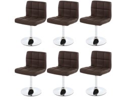 Set van 6 eetkamerstoelen Bureaustoel Stoel Kavala kunstleer chroom ~ bruin