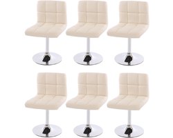 Set van 6 eetkamerstoelen Bureaustoel Stoel Kavala kunstleer chroom ~ crème