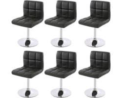 Set van 6 eetkamerstoelen Bureaustoel Stoel Kavala kunstleer chroom ~ grijs