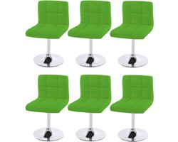 Set van 6 eetkamerstoelen Bureaustoel Stoel Kavala kunstleer chroom ~ groen