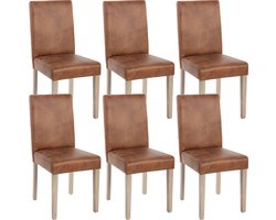 Set van 6 eetkamerstoelen Littau, stoel keukenstoel ~ textiel, imitatie suède, poten structuur - eik