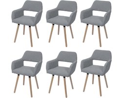 Set van 6 eetkamerstoelen MCW-A50 II, stoel keukenstoel gestoffeerde stoel, hout stof/textiel bouclé (450 g/m²) MVG ~ grijs