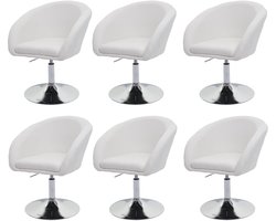 Set van 6 eetkamerstoelen MCW-F19, keukenstoel draaistoel loungestoel, in hoogte verstelbaar ~ stof/textiel crème-wit