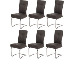Set van 6 eetkamerstoelen MCW-G56, keukenstoel sledestoel, textiel suèdelook ~ grijs