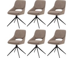 Set van 6 eetkamerstoelen MCW-N73, keukenstoel, draaibaar met auto-return, stof/textiel bouclé (540 g/m²) Öko-Tex ~ beige