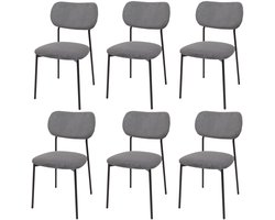 Set van 6 eetkamerstoelen MCW-O26, keukenstoel gestoffeerde stoel, corduroy (330 g/m²) stof/textiel metaal ~ donkergrijs