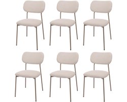 Set van 6 eetkamerstoelen MCW-O26, keukenstoel Gestoffeerde stoel Stoel, corduroy (330 g/m²) Stof/textiel Metaal ~ beige