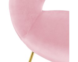 Set van 6 eetkamerstoelen met ronde open rugleuning roze fluweel met goudkleurige metalen poten ML design