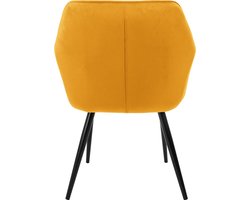 Set van 6 eetkamerstoelen met rugleuning & armleuningen mosterdgele fluwelen bekleding met metalen poten ML design