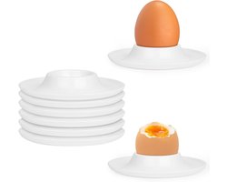 Set van 6 eierdopjes met dienblad voor gekookte eieren - Kunststof eierhouders voor ontbijt - Keukenaccessoire met eierkommen