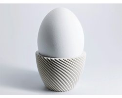 Set van 6 Eierdopjes - Spiraal Design - PLA Bioplastic - Duurzaam & Modern - Wit