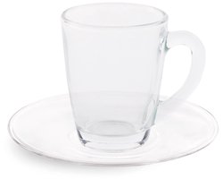Set van 6 Excelsa Koffiekopjes met Schoteltjes Florence – Transparant Glas – Italiaans Design