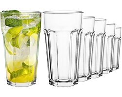 Set van 6 extra grote drinkglazen met retro design, vaatwasmachinebestendig