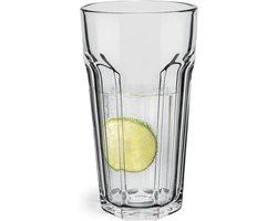 Set van 6 extra grote drinkglazen met ribbelstructuur, vaatwasserbestendig