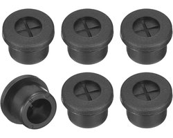 Set van 6 Flexibele Rubber Kabeldoorvoeren 1/2 Inch voor Bureau - Draadgatafdekkers voor Kantoor en Computer Tafel Kabelorganizer Zwart