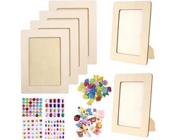 Set van 6 fotolijsten knutselset voor kinderen houten fotolijsten om te beschilderen - DIY knutselset cadeau voor kinderen.