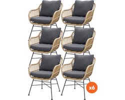 Set van 6 - Garden Impressions Margriet tuinstoel - Naturel