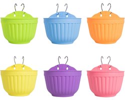 Set van 6 Gekleurde Resin Wandbloempotten voor Verticale Tuinen