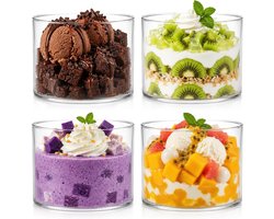 Set van 6 glazen dessertkommen van 400 ml, ideaal voor tiramisu, panna cotta en pudding, perfect voor ijs en laagdesserts