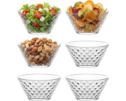 Set van 6 Glazen Kommetjes (330ml) - Dessert- en Voorgerechtenkommetjes - 11.5 cm - Vaatwasserbestendig