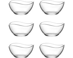 Set van 6 Glazen Schaaltjes – Dessertkommen / Ijscoupes 215 ml – Transparante Kommetjes voor IJs, Dessert, Snacks, Noten en Chips – Stijlvolle Glazen Schalen - 12 x 215 ml