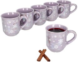 Set van 6 glühwein mokken BRILLANT paars met kerstdecoratie 0,2 liter gekalibreerd