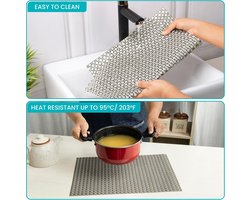 Set van 6 Goud en Zilver Design Placemats - PVC Niet-Slip, Scheurbestendig & Wasbare Plaats Onderzetters - Gemakkelijk Schoon te Maken, Hittebestendig & Waterdicht Tafel Onderleggers voor Keuken, Eettafel en Restaurant.