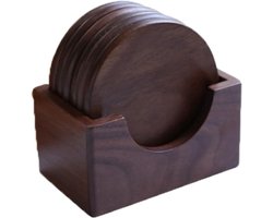 Set van 6 Grappige Houten Onderzetters - Ronde en Ovalen Onderzetters voor Glazen en Mokken - Duurzaam en Stijlvol Design
