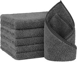 Set van 6 Grijze Microvezel Handdoeken – Sneldrogend, Absorberend en Lichtgewicht (40,6×71 cm) voor Gym, Yoga, Spa en Hotel
