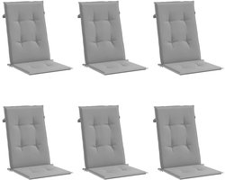 Set van 6 Grijze Tuinstoelkussens 120x50 cm - Comfortabele en Waterafstotende Buitenkussens