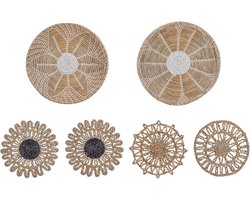 Set van 6 handgeweven zeegras wandmanden - natuurlijke decoratie voor retro interieur